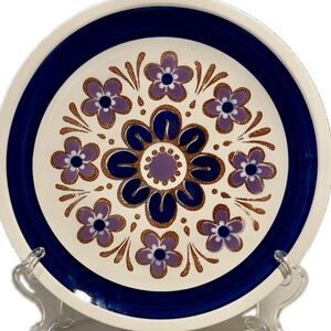 Vintage Mikasa Nightfall Serving Platter Mod Pop Floral Blue Purple 12.25”